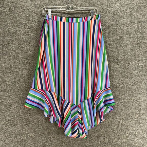 A New Day Dresses & Skirts - A New Day Skirt Women M Medium Blue Striped A-Line Midi Lined Elastic Waist